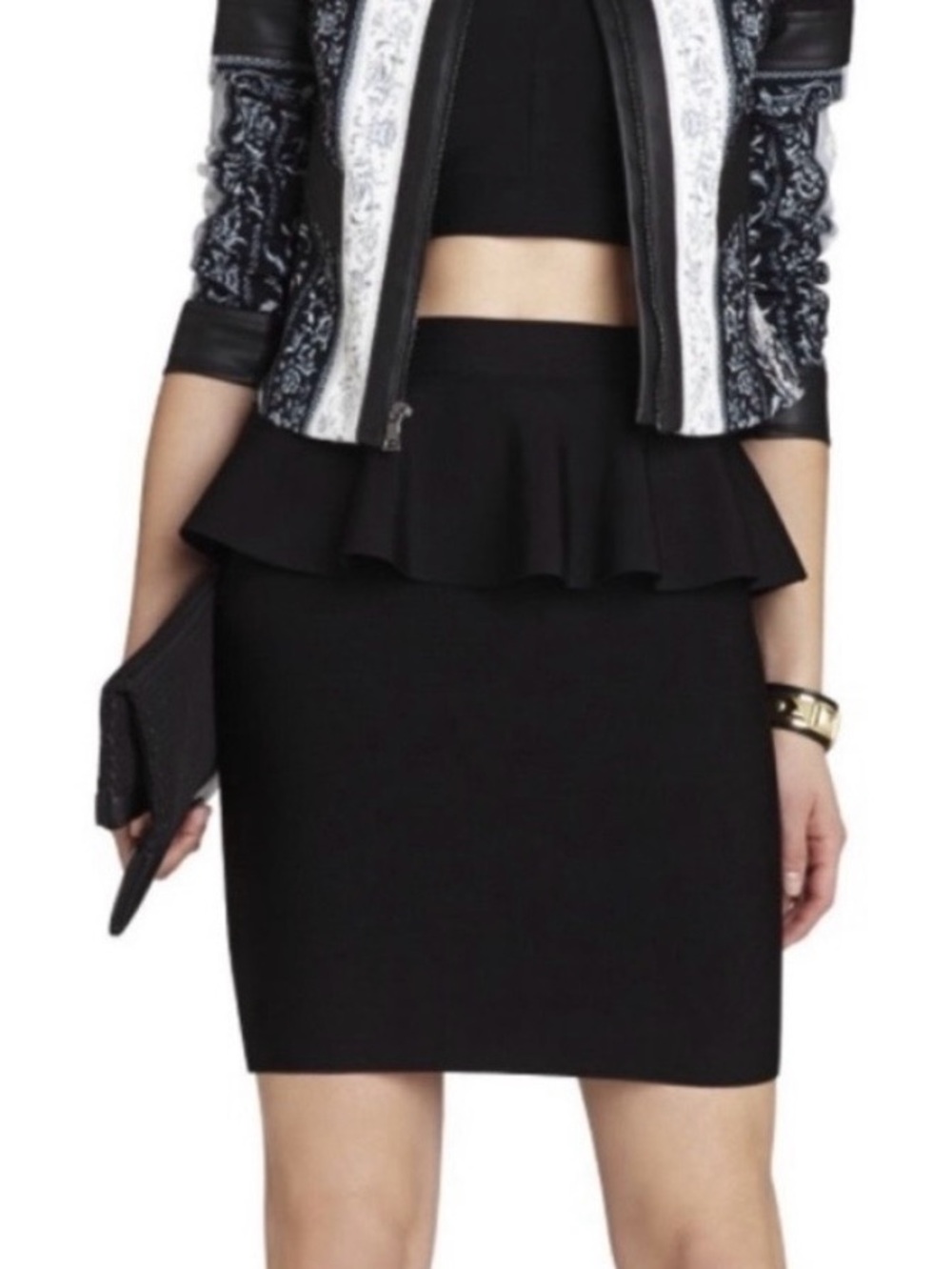 BCBGMaxAzria Women’s Black Peplum Malisa Pencil Skirt- Size M